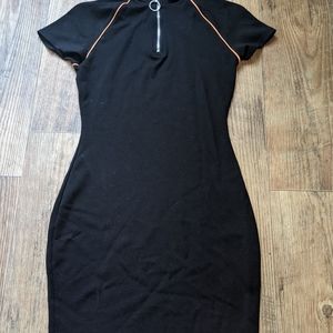 Fashion Nova Black half-zip mini dress